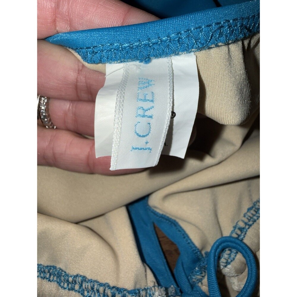 J.Crew Blue One Piece Swimsuit Cross Back Tie Front Classic Size 4 Made In USA - Picture 5 of 7